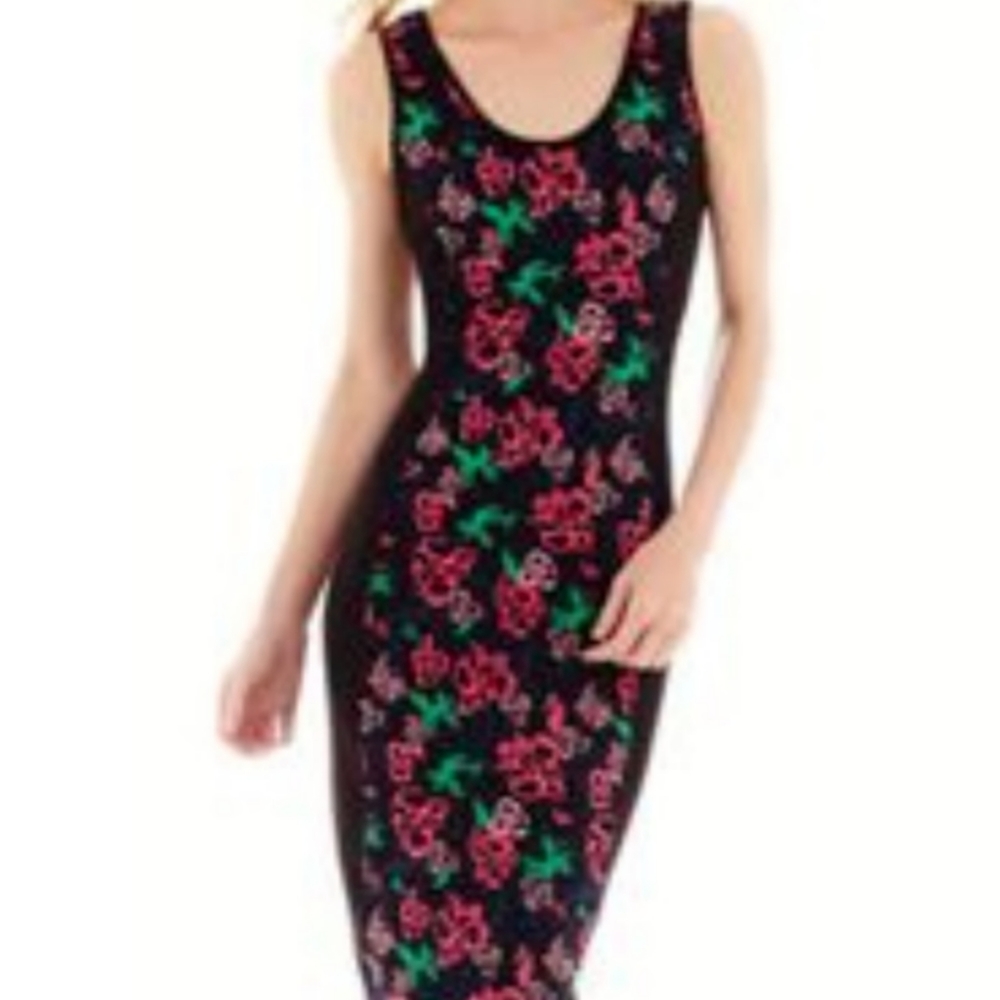 I ❤️ Ronson bodycon tank dress, black and floral M